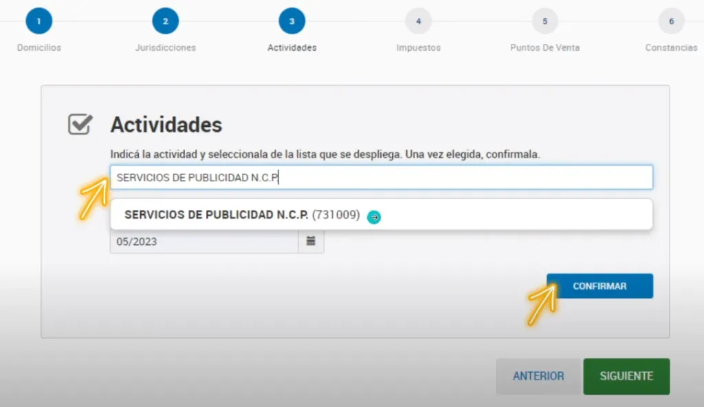 alta actividades monotributo