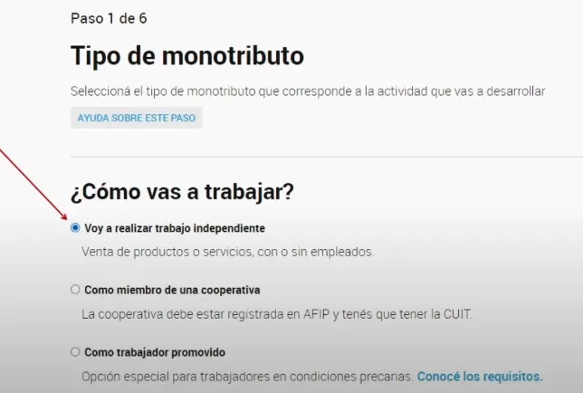 trabajador independiente monotributo