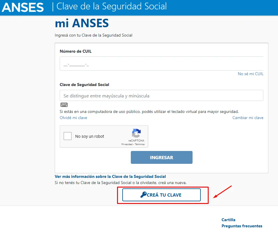 obtener clave de seguridad social