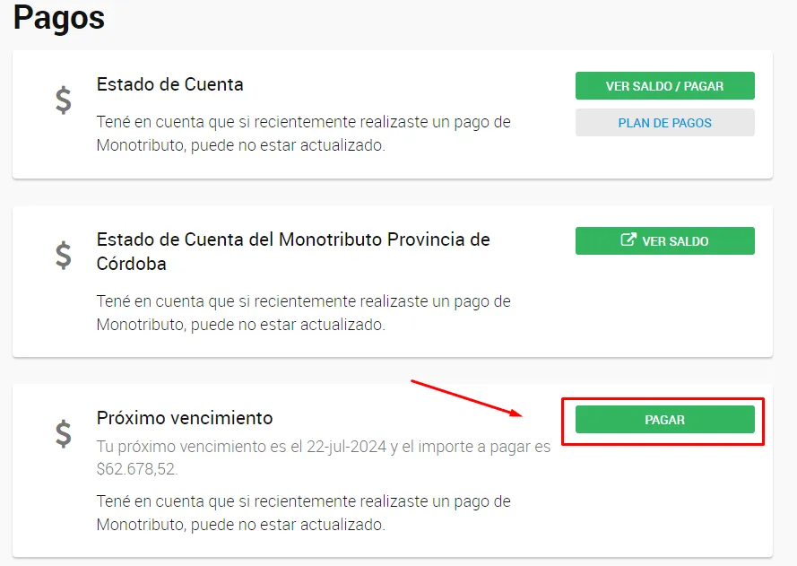 pagar monotributo con  tarjeta de crédito