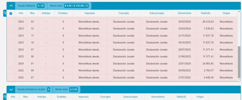 carga de deuda plan de pagos afip