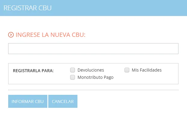 registrar cbu afip