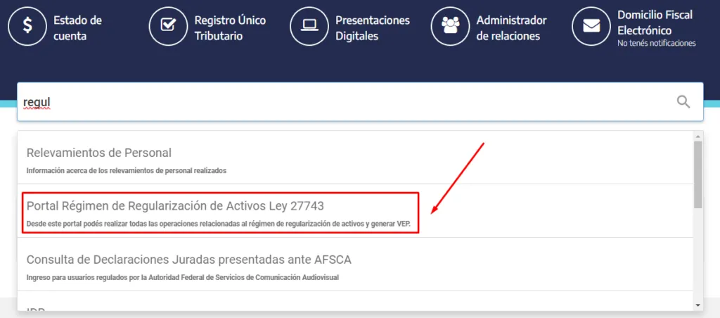 blanqueo afip