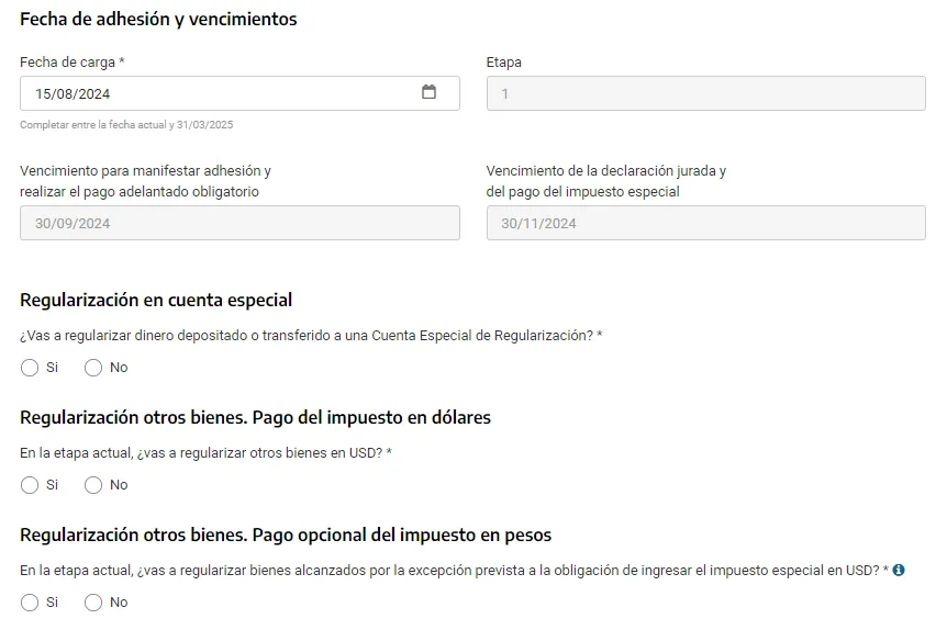 Simulador blanqueo afip