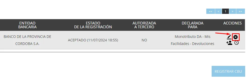 eliminar cbu de AFIP