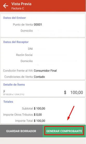 generar factura app afip