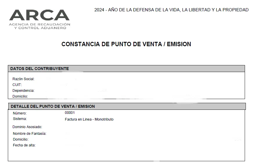 constancia de punto de venta