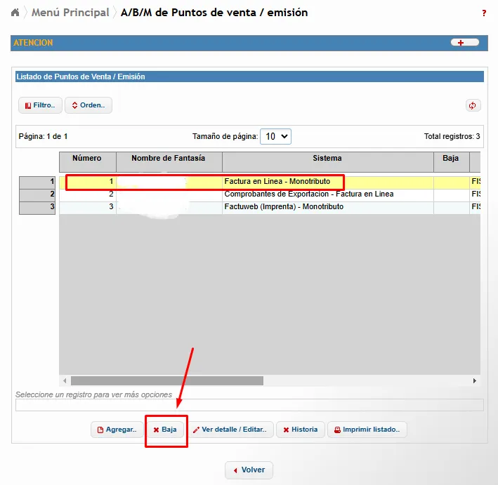 como dar de baja un punto de venta en AFIP